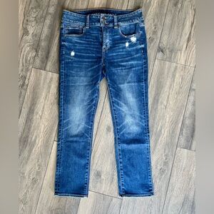 American Eagle Outfitters Distressed Blue Ankle Jeans